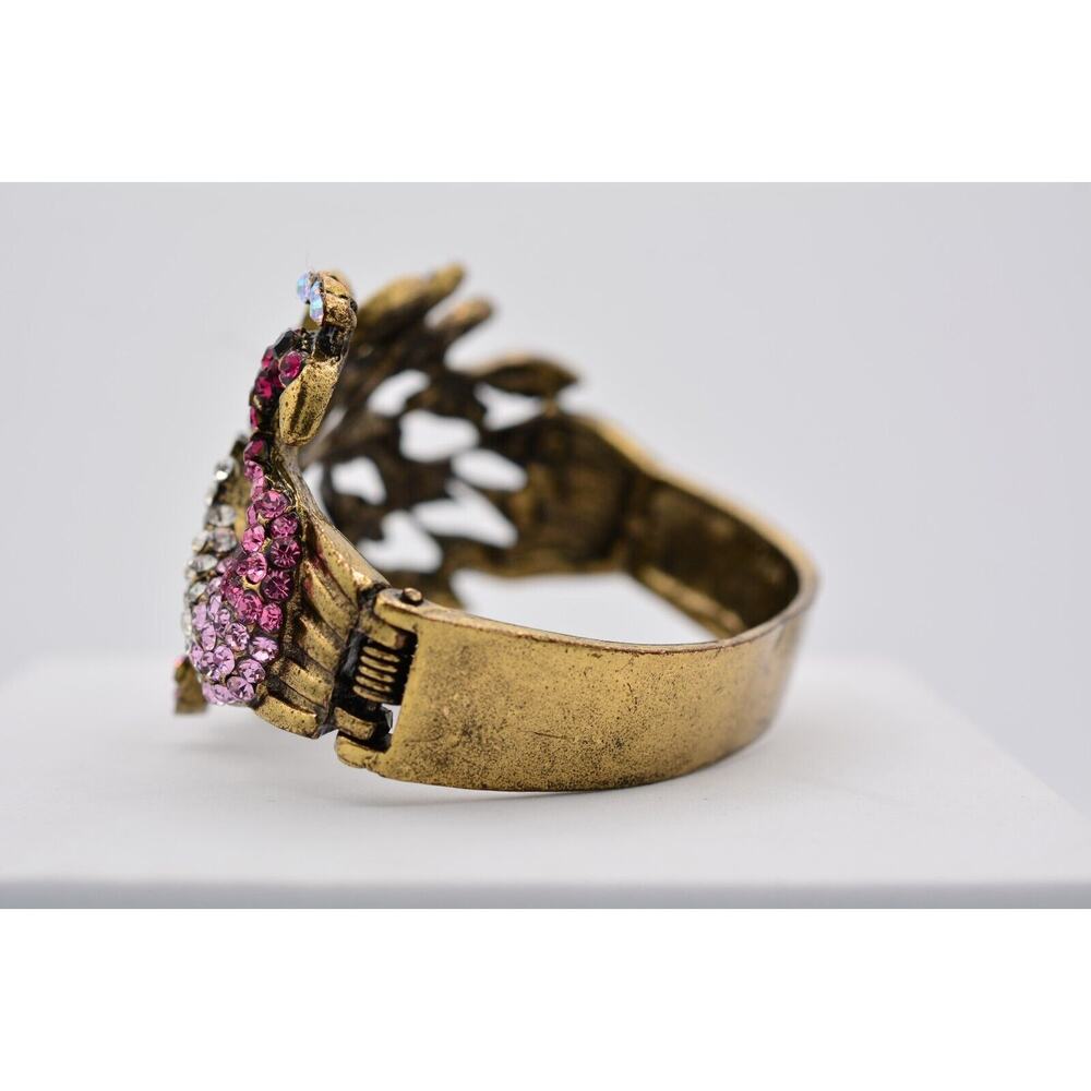 Statement Peacock Bangle Bracelet Rhinestone Crys… - image 7